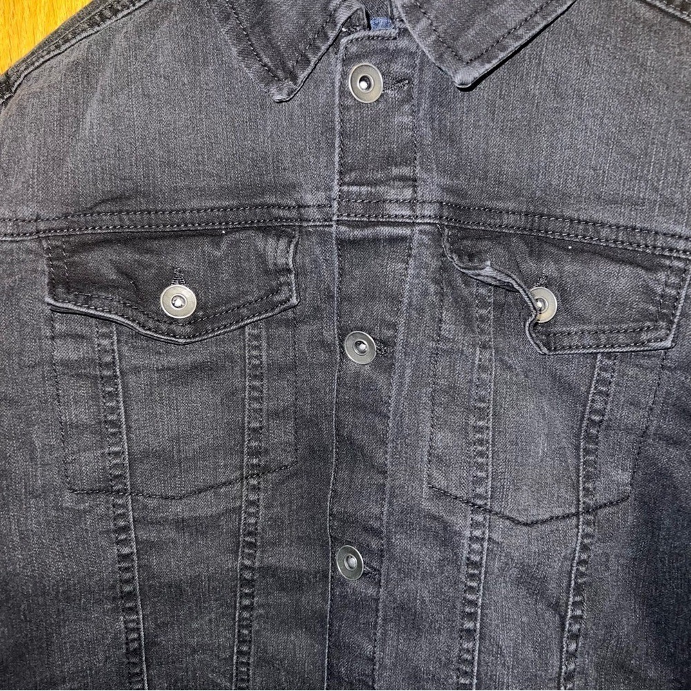 The Childrens Place Kids Boys Girls Black Denim Jean Jacket With Hoodie Size 14 - Picture 2 of 8